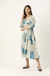 Off White Printed Cotton Dress